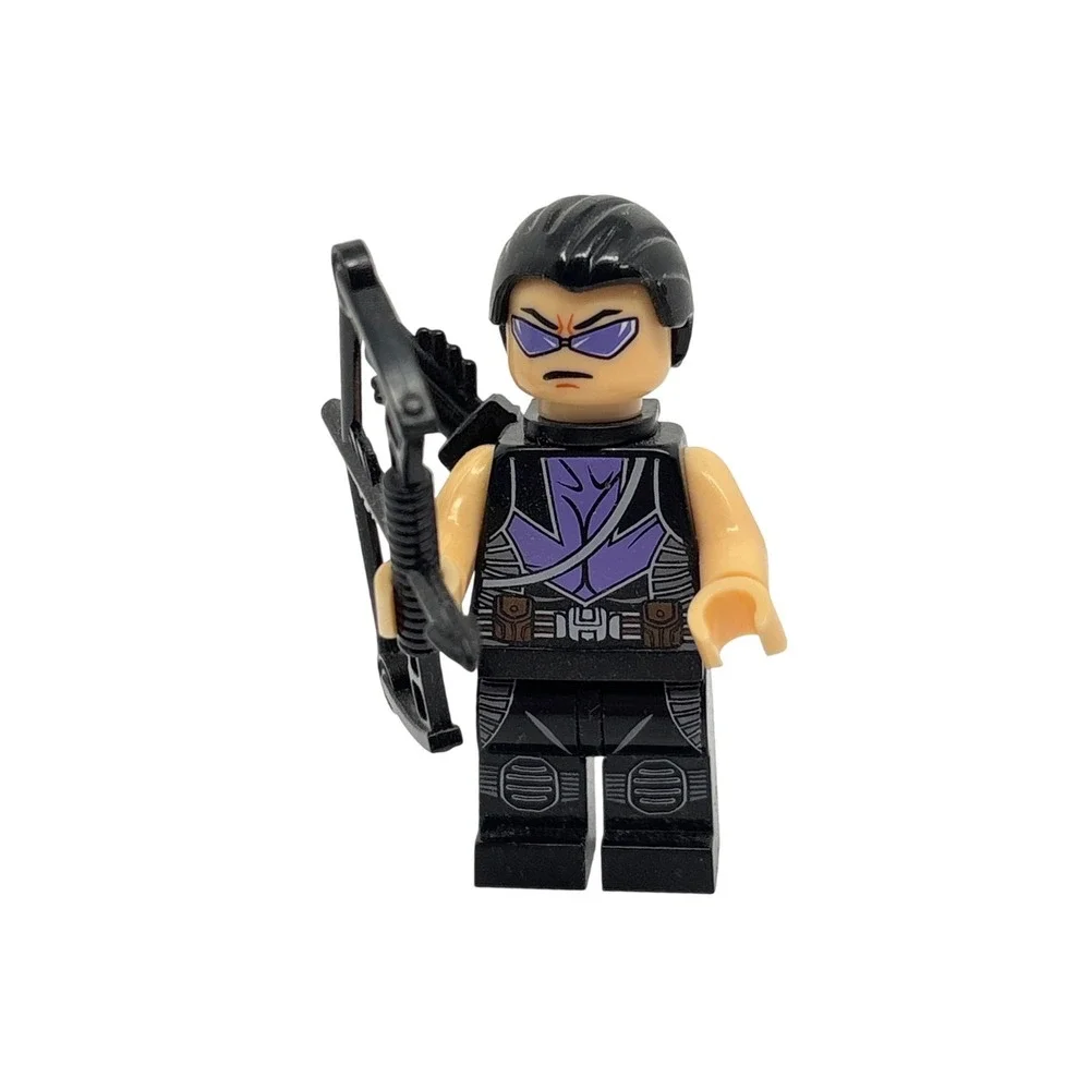 LEGO Marvel Super Heroes Hawkeye Minifigure sh084 Black Purple Suit with Bow